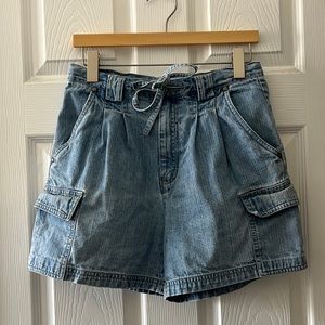 Vintage Bill Blass High Rise Cargo Jean Shorts
